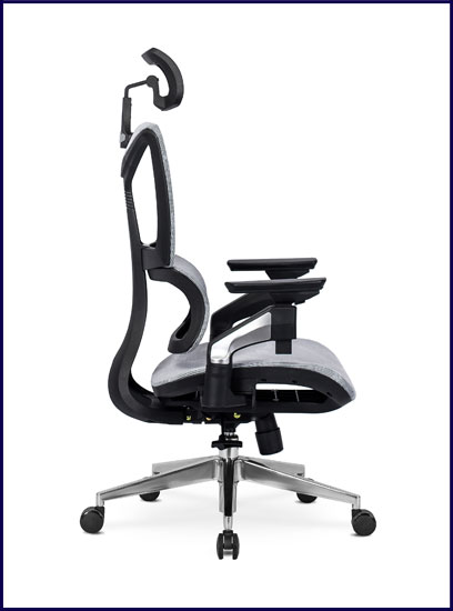 Szary fotel obrotowy z funkcjami regulacji Mannis