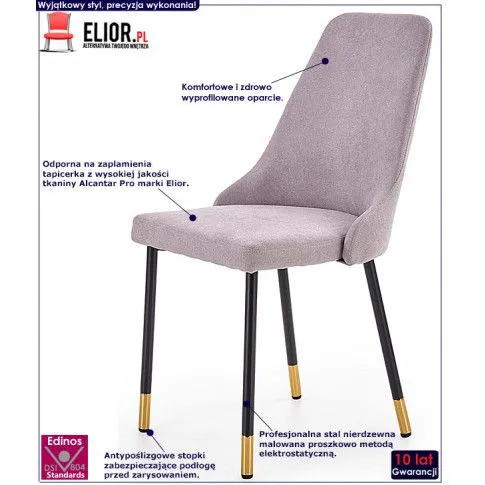 Fotografia Krzesło tapicerowane Swing - popielate z kategorii Krzesła