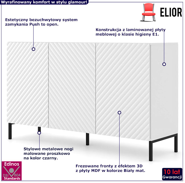 Komoda biały mat + czarny Resa 3X