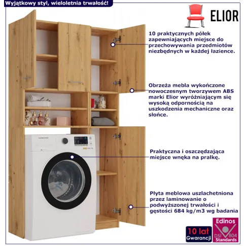 Infografika zestawu 2 szafek łazienkowych Deron 3x artisan