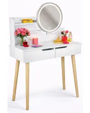 Biurko toaletka dla kobiet do makijażu z podświetleniem led - King 6X w sklepie Edinos.pl