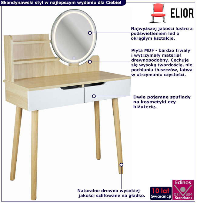 Infografika toaletki do sypialni jasny buk King 6X