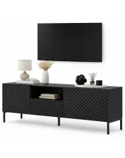 Szafka rtv z frezowanym frontem czarny mat + czarne nóżki - Resa 5X w sklepie Edinos.pl