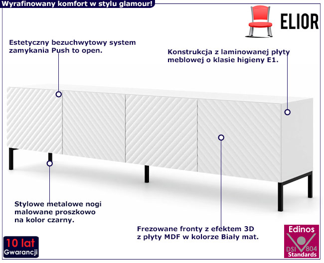 Szafka rtv biały mat + czarny Resa 7X