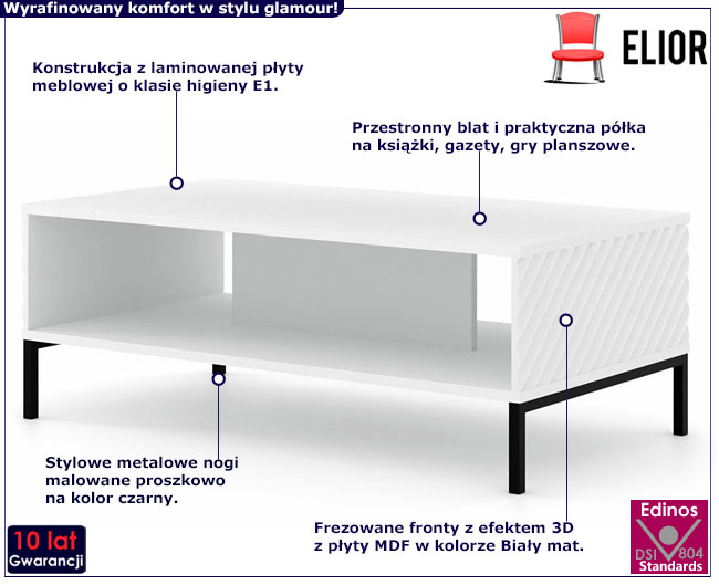 Ława kawowa biały mat + czarny Elsa 8X