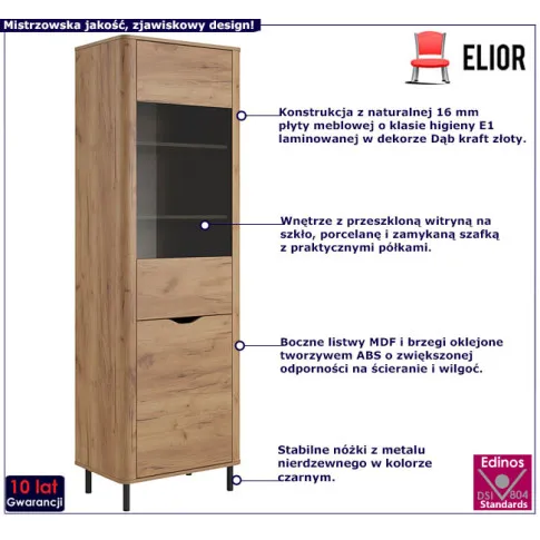 Regał z przeszkloną witryną Cortez 3X