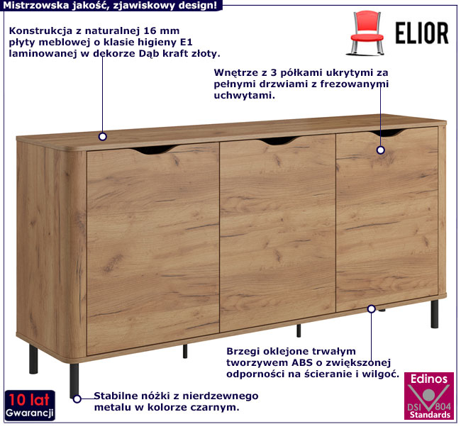 Szeroka komoda z półkami Zanari 5X