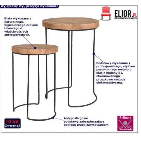 Fotografia Zestaw loftowych stolików kawowych Malmo - naturalne z kategorii Salon