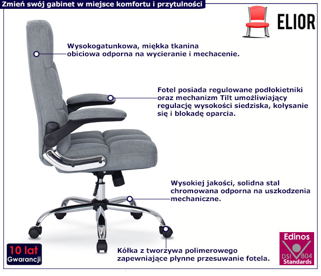 Szary fotel gabinetowy Noria 4X