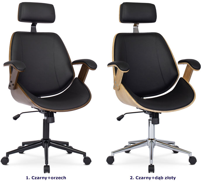 Czarny designerski fotel biurowy ze skóry ekologicznej Ekno
