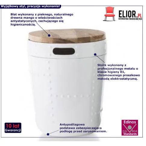 Zdjęcie stolik kawowy Rollon biały drewno mango | Edinos.pl