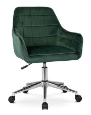 Zielone welurowe krzesło obrotowe do biurka - Ondo w sklepie Edinos.pl