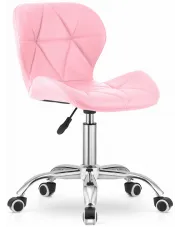 Różowy pikowany fotel obrotowy - Renes 3X w sklepie Edinos.pl