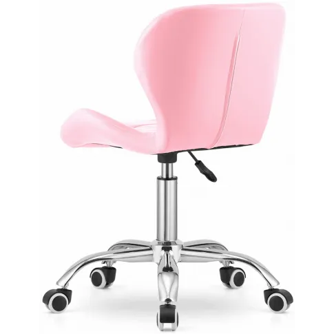 Różowe pikowane krzesło skóra ekologiczna Renes 3X