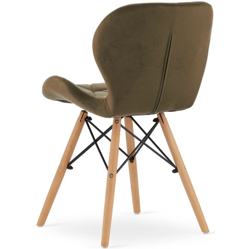 Welurowe pikowane krzesło drewniane brązowe Zeno 4X