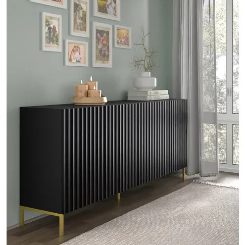 Aranżacja z komodą czarny złote nogi Isadora 3X