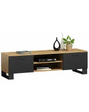 Loftowa szafka do salonu RTV 120 cm dąb artisan + czarny - Awerte 4X w sklepie Edinos.pl