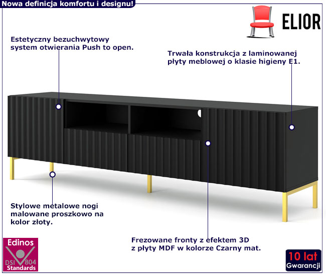 Szafka rtv czarny mat + złoty Dixter 4X