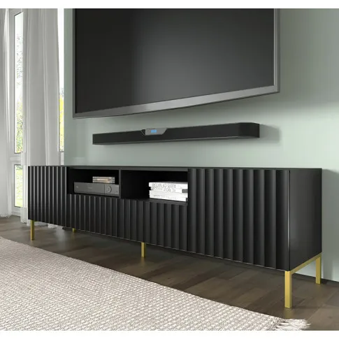 Aranżacja z szafką rtv czarny złote nogi Isadora 4X