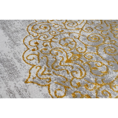 Miękki elegancki dywan salonowy szary w złoty wzór Orso 9X