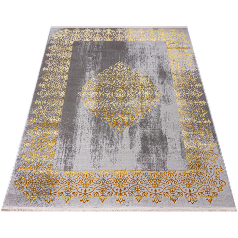 Szaro-złoty dywan orientalny do salonu glamour Orso 9X