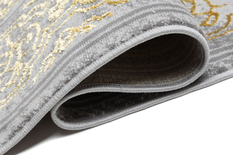 Szary dywan ze złotym zdobieniem i frędzlami Orso 10X