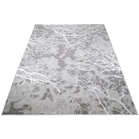 Szaro biały dywan nowoczesny z motywem gałezi drzewa Orso 6X