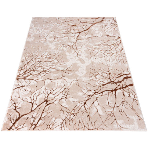 Beżowo-brązowy dywan z motywem drzew do nowoczesnego wnętrza Orso 6X