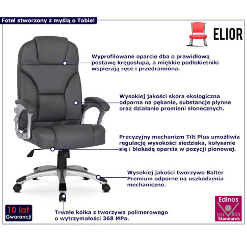 Szary ergonomiczny fotel biurowy Akon 3X
