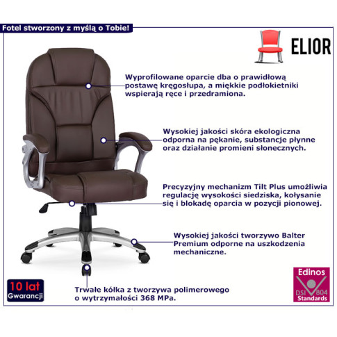 Brązowy ergonomiczny fotel biurowy Akon 3X