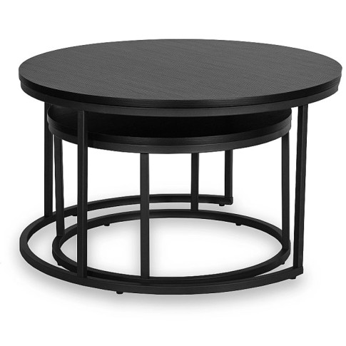 Komplet czarnych stolików do salonu Asmo