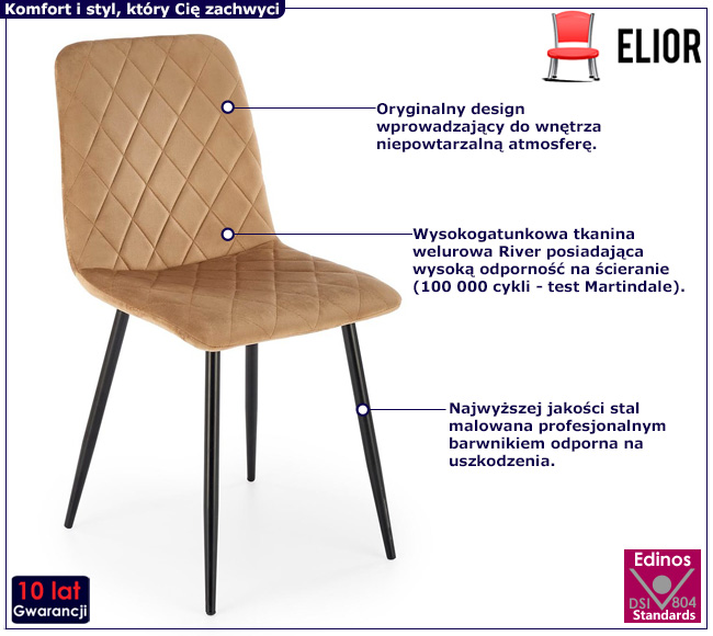Beżowe krzesło tapicerowane Elvo