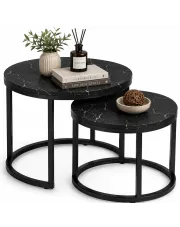 Komplet dwóch eleganckich stolików czarny marmur - Kendal w sklepie Edinos.pl