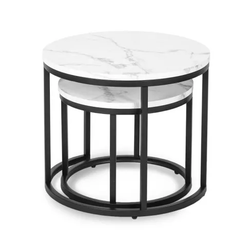 Zestaw nowoczesnych stolików kawowych biały marmur Efis