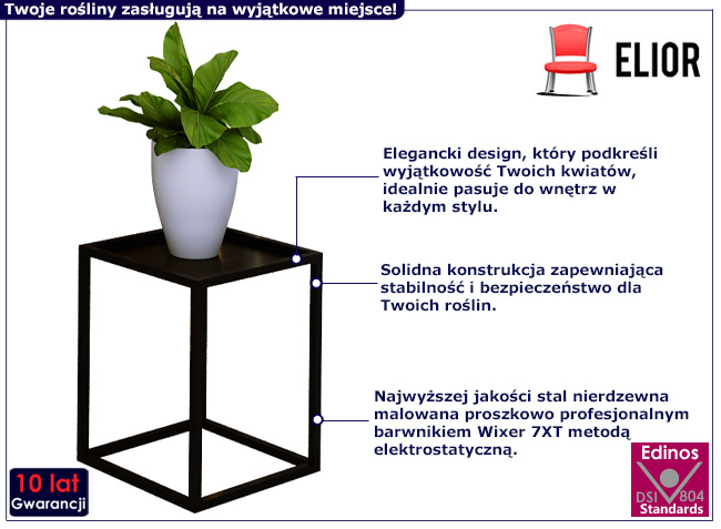 Metalowy stojak na kwiaty Moreli 3X czarny