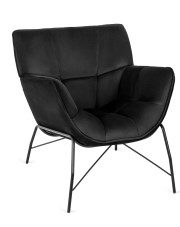 Czarny welurowy fotel pikowany w stylu loft - Ardo