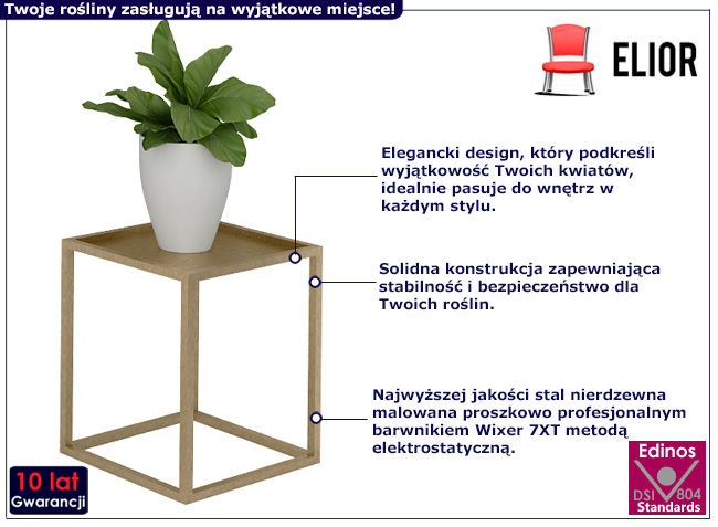 Metalowy stojak na kwiaty Shiner 3X złoty