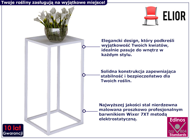 Metalowy stojak na kwiaty Moreli 4X biały