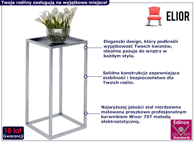 Metalowy stojak na kwiaty Shiner 4X srebrny