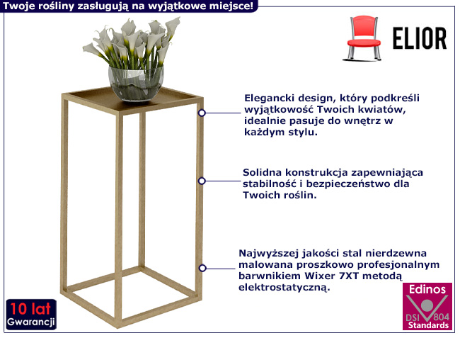 Metalowy stojak na kwiaty Moreli 4X złoty