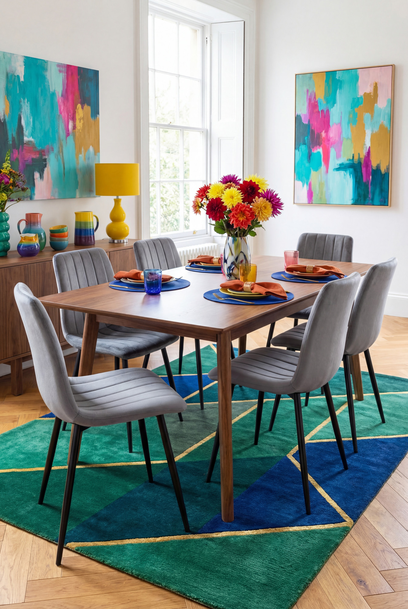 Aranżacja jadalni z krzesłami pikowanymi - Dilnes