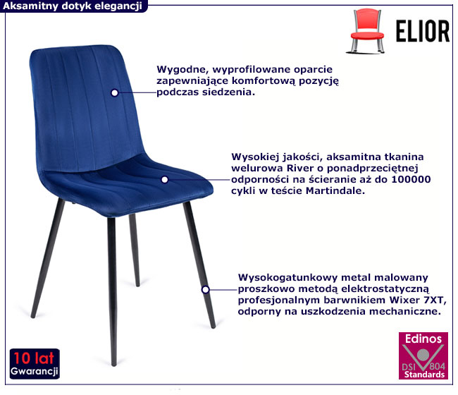 Granatowe welurowe pikowane krzesło Dilnes