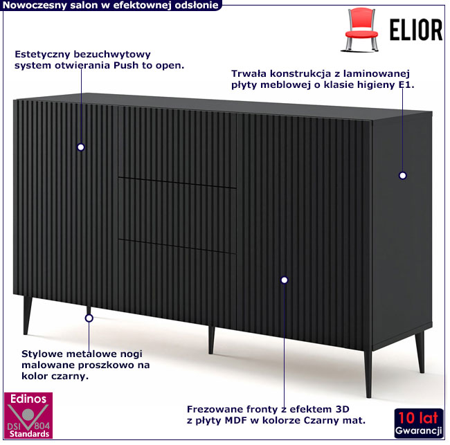 Komoda czarny mat + czarny Melis 5X