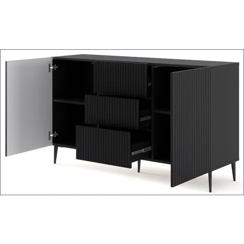 Wnętrze komody 150cm czarnej z szufladami na szpilkach Livorno 5X