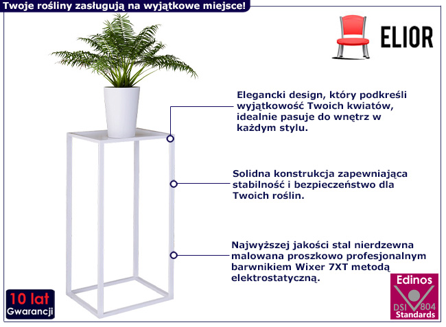 Metalowy stojak na kwiaty Shiner 5X biały