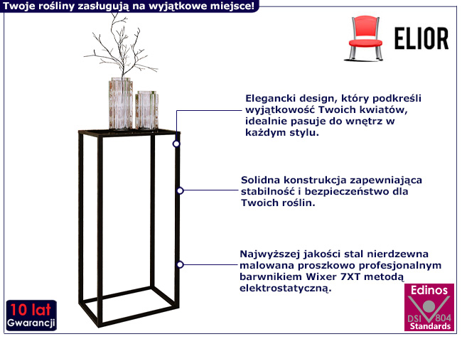 Metalowy stojak na kwiaty Moreli 6X czarny 