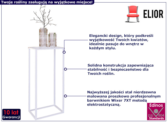 Metalowy stojak na kwiaty Moreli 6X biały