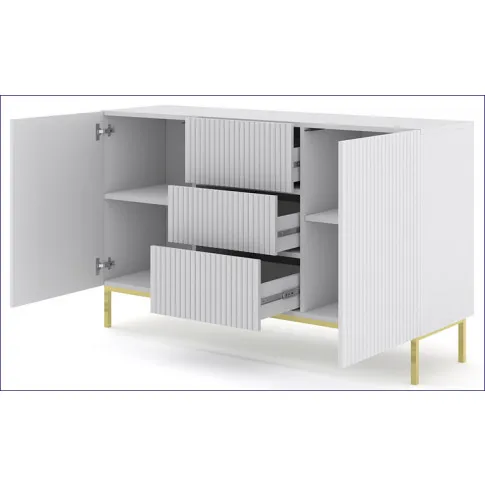 wnętrze komody 150cm białej z szufladami na ramie Livorno 5X