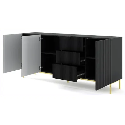 wnętrze czarnej komody 150cm z szufladami na ramie Livorno 5X