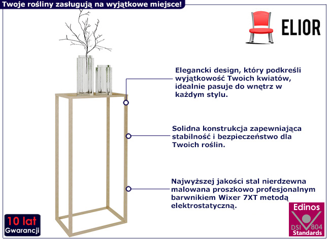 Metalowy stojak na kwiaty Moreli 6X złoty